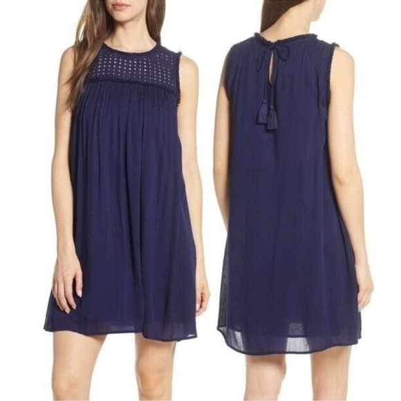 Tommy Bahama‎ Shift Dress Size XS Black Eyelet Fringe Tassel Crinkle Gauze - Picture 9 of 9